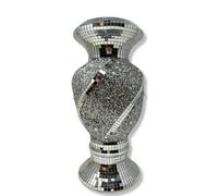 Crystal Crown® Shiny Sparkly Mirrored 28 CM Crushed Diamond Glitter Flower POT Silver Sparkle Flower Vase Luxury Home Decoration (Choose Design) (Round Curved Stripe)