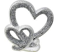 CRYSTAL CROWN Silver Ornament Bling Crushed Diamond Gift, Heart Shape, All Seasons, Modern Style, Tabletop Base, 25cm