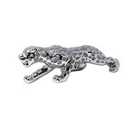 CRYSTAL CROWN Silver Sparkle Bling Crushed Diamond Display |big cat cheetah jaguar figurine statue for living room office home bathroom decoration ornament| Wedding Anniversary, Birthday Present Gift