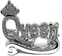 CRYSTAL CROWN® Silver Sparkle King/Queen Shelf Sitter Bling Ornament | home decoration Ornament Bling Crushed Diamond Gift | CRYSTALLIZED decorative letter blocks sight words (Queen)