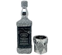 CRYSTAL CROWN Silver Sparkle Ornament Bling Crushed Diamond Wine Bottle Glass Goblet For Him Elegant Crushed Diamond Display Ideal for All Occasions