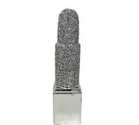 CRYSTAL CROWN Silver Sparkly Lipstick Ornament - Glamorous Home Decor Accent - Elegant and Dazzling Room Decoration for Fashion Enthusiasts - Decorative Collectible, Height: 20cms