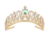 Crystal Crown Tiara Girls Women Princess Crown Wedding Hair Accessory Birthday Pageant Party Cake Topper Carnival Headdress with Aurora Borealis Clear Rhinestones