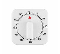 Crystal Crown® Wind-Up Mechanical Kitchen Timer, 60 Minutes, White Square, Precision Countdown for Perfect Baking and Cooking, Trusty Kitchen Companion