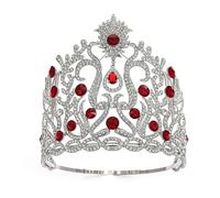 Crystal Crowns Bridal Diadem Women Pageant Prom Hair Ornaments Wedding Bride Headpiece Jewelry Accessories Delicate Comfortable(RED)