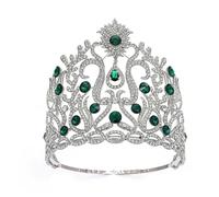 Crystal Crowns Bridal Diadem Women Pageant Prom Hair Ornaments Wedding Bride Headpiece Jewelry Accessories Delicate Comfortable(Green)