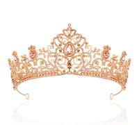 Crystal Crowns for Women Tiaras Bride Royal Queen Crown Princess Tiara Quinceanera Headpieces for Wedding Bridal Headband Rhinestone Hair Accessories for Prom Birthday Pageant Party Champagne Gold,