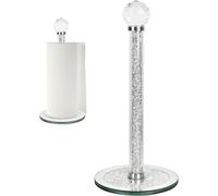 Crystal Crushed Diamond House Decor Paper Towel Holder Stand, 30 cm, Silver (Silver Round, 31cm)