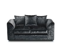 Crystal Crushed Velvet 2 Seater Sofa Scatter Back Curved Arm Furnishings For Less UK Black One Size