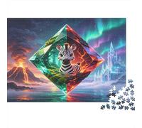 Crystal Cube Zebra 1000 Piece Jigsaw Puzzle Paper for Adults Dreamy Aurora Landscape Puzzle Game for Family Home Decor Gift 52x38cm/1000pcs