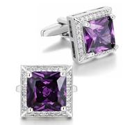 Crystal Cufflinks for Men, Purple Cufflink CZ Sparkle Diamond, Square Cufflinks for Wedding Groom Best Man, Cuff link 0.62 * 0.62inch, Standard, Brass, no gemstone