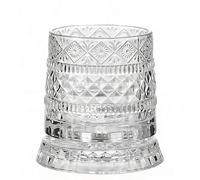 Crystal Cut Whisky Glass, Clear Glass, Diamond Pattern Design, Premium Barware