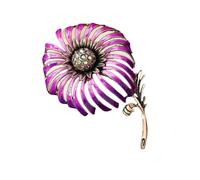 Crystal Dandelion Brooch Antique Goletted Drop Oil Jewelry Open Petals Vintage Flower Accessories Leaf Luxurious Flower Accessories, one size, As described