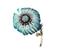 Crystal Dandelion Brooch Antique Goletted Drop Oil Jewelry Open Petals Vintage Flower Accessories Leaf Luxurious Flower Accessories, one size, As described