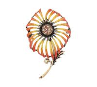 Crystal Dandelion Brooch Antique Goletted Drop Oil Jewelry Open Petals Vintage Flower Accessories Leaf Luxurious Flower Accessories, one size, As described