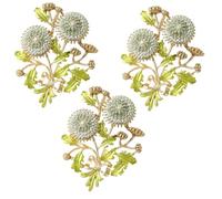 Crystal Dandelion Brooch, Decoration Corsage Accessories, Plant Lapel Pins Brooch for Coat Sweater Scarf Hat Backpacks(3pcs green)