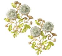 Crystal Dandelion Brooch, Decoration Corsage Accessories, Plant Lapel Pins Brooch for Coat Sweater Scarf Hat Backpacks(2pcs green)