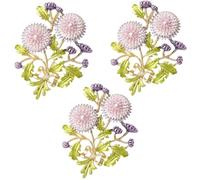 Crystal Dandelion Brooch, Decoration Corsage Accessories, Plant Lapel Pins Brooch for Coat Sweater Scarf Hat Backpacks(3pcs pink)