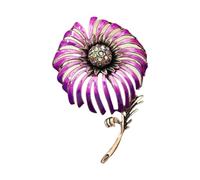 Crystal Dandelions Brooch Antique Gold Plated Drop Oil Jewelry Open Back Petals Vintage Floral Accessory Leaf Accent Luxurious Floral Accessory