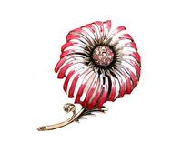 Crystal Dandelions Brooch Antique Gold Plated Drop Oil Jewelry Open Back Petals Vintage Floral Accessory Leaf Accent Luxurious Floral Accessory