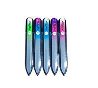 Crystal-Decorated Glass Nail File Set, Hand-Painted Owl Design, 5-Pack, Multi-Colour