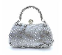 Crystal Decorated Shell Clutch Suitable for Night Out Parties and Special Occasions Elegant Evening Bag with Beadwork Delicate Embroidered Handbag
