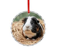 Crystal Decoration Cute Guinea Pigs Hanging Ornament Round Christmas Ornaments Stained Glass Decor Christmas Tree Decoration Holiday Ornament Unique Gift Idea