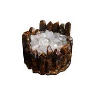 Crystal Detox Bowl, Natural Healing Crystal Cleansing Bowl for Energy Purification and Gemstone Storage(White crystal 100g tiger eye stone demagnetizing bowl)