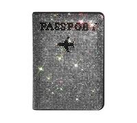 Crystal Diamond Ladies Key Purse Bag Passport Holder Cover Traveling Passport Case Women PU Leather Bling Rhinestone Card Case,Waterproof Travel Wallet, White, Simplicity
