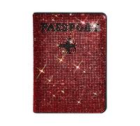Crystal Diamond Ladies Key Purse Bag Passport Holder Cover Traveling Passport Case Women PU Leather Bling Rhinestone Card Case,Waterproof Travel Wallet, Red, Simplicity