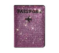 Crystal Diamond Ladies Key Purse Bag Passport Holder Cover Traveling Passport Case Women PU Leather Bling Rhinestone Card Case,Waterproof Travel Wallet, Pink, Simplicity