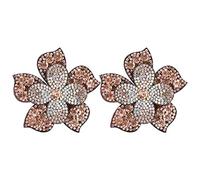 Crystal Diamond Patches, Brooches Sewing, Crystal Diamond Appliques, 2Pcs Crystal Diamond Patches Appliques Stickers Flower Clothing Shoes Decoration DIY Accessory(Champagne)