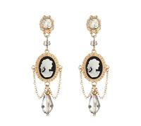 Crystal diamond-set portrait tassel earrings - elegant and sophisticated fashion earrings for the earlobe