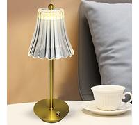 Crystal Diamond Table Lamp, Cordless 3 Colors Changing Touch Control Acrylic Desk Lamps Rechargeable LED Bedside Night Light Dimmable for Home Bedroom Living Room Decoration