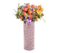 Crystal Diamond Vase,10" Pink Crushed Diamond Crystal Glass Flower Vases for Centerpieces Decorative Vase for Home Decor, Dining Table, Bathroom, Bedroom, Office, Party, Wedding, Bouquet