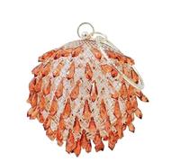Crystal Diamonds Acrylic Round Ball Clutch Handbag Women Evening Party Bag Box Circle Top Handle(Amber 1PC)