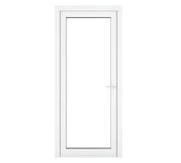 Crystal Direct Crystal uPVC Single Door Full Glass Left hand Clear in White | Size: 840mm x 2090mm Crystal Direct White 840mm x 2090mm