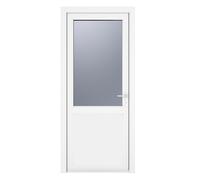 Crystal Direct Crystal uPVC Single Door Half Glass Half panel Left hand Obscure in White | Size: 890mm x 2090mm Crystal Direct White 890mm x 2090mm