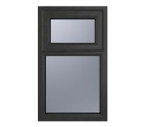 Crystal Direct Top Hung Opener Over Fixed Light Window Obscure Glass in Dark Grey | Size: 610mm x 1190mm Crystal Direct Dark Grey 610mm x 1190mm