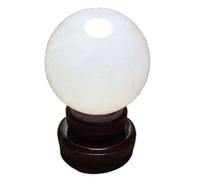 Crystal Divnation Sphere with Stand, Feng Shui White Ball Ornaments, Display Decorations for,Lucky,12cm Gemstone Stone