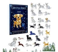 Crystal Dog - 10.24 Inch Acrylic Set, 24 Day Dog Pendant Countdown Ornament | Christmas Tree Branches, Car Rearview Mirror, Nursery Door, Living Room Window, Holiday Suite
