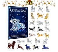 Crystal Dog Christmas 2025,2D Acrylic Animals Decoration,24 Days Advent Pendant for Dog Lovers - For Home Christmas Tree Car Interior Mirror Wall Window Adults Children