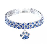 Crystal Dog Collar Diamond Puppy Pet Shiny Full Rhinestone Necklace Collar Collars for Pet Little Dogs Supplies S/M/L (Color : Size : S Code) (Blue S code)