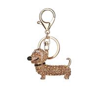 Crystal Dog Keyring Decorative Pendant Keychain for Handbag and Car Trinket Souvenir (Golden)