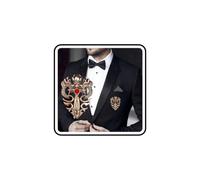 Crystal Double-Dragon Brooch Gothic Knight Sword Crown Lapel Pin Collar Breast Pin Vintage Badge Coat Suit Skirt Studs Accessories for Men Women (Gold)