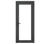 Crystal Double Glazed uPVC Grey 7016 external White Internal Clear Sin Double Glazed uPVC Grey 7016 external White Internal Clear Single Door Full Glass Right hand Open In Clear Glazing