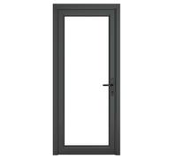 Crystal Double Glazed uPVC Grey 7016 external White Internal Clear Sin Double Glazed uPVC Grey 7016 external White Internal Clear Single Door Full Glass Left hand Open In Clear Glazing