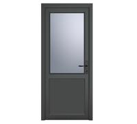 Crystal Double Glazed uPVC Grey 7016 external White Internal Obscure S Double Glazed uPVC Grey 7016 external White Internal Obscure Single Door Half Glass Half panel Left hand Open In Obscure Glazing