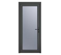 Crystal Double Glazed uPVC Grey 7016 external White Internal Obscure S Double Glazed uPVC Grey 7016 external White Internal Obscure Single Door Full Glass Left hand Open In Obscure Glazing