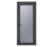 Crystal Double Glazed uPVC Grey 7016 external White Internal Obscure S Double Glazed uPVC Grey 7016 external White Internal Obscure Single Door Full Glass Right hand Open In Obscure Glazing